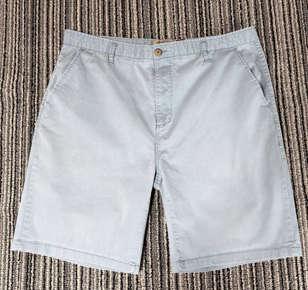 Hudson & Barrow NYC Mens Size 38 Flat Front Golf Casual Shorts Blue Stretch